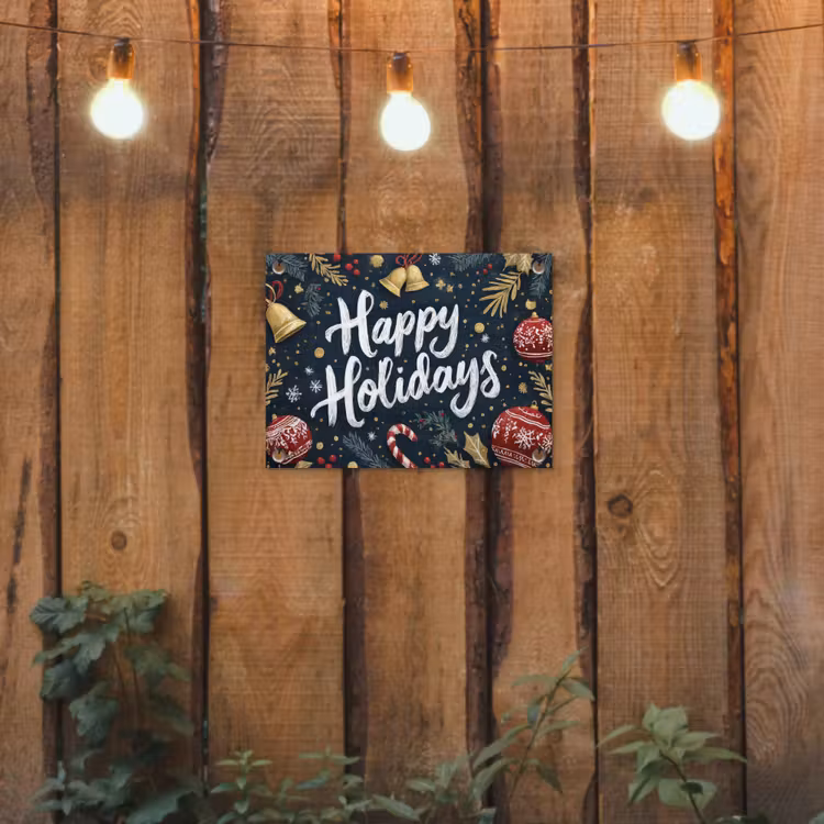 Tuinposter - Feestelijk - Kerstgroet - Kleurrijk — 2