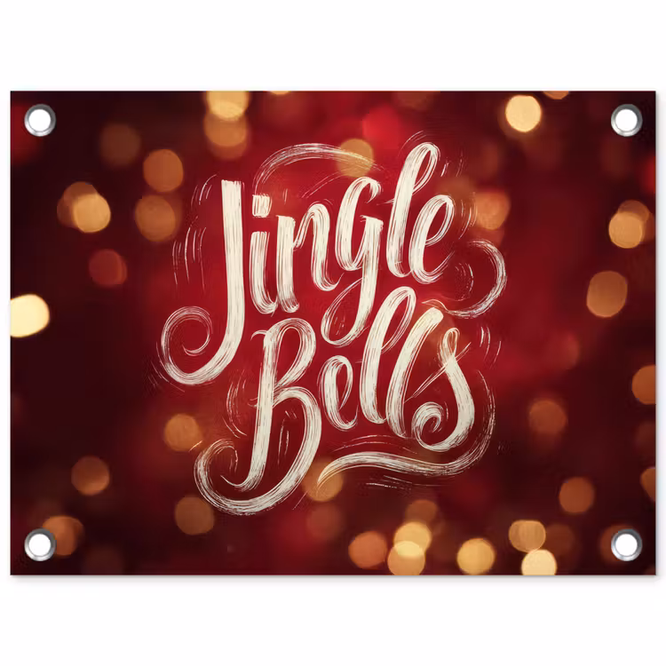 Tuinposter - Jingle - Bells - Kerst - Rood — 1