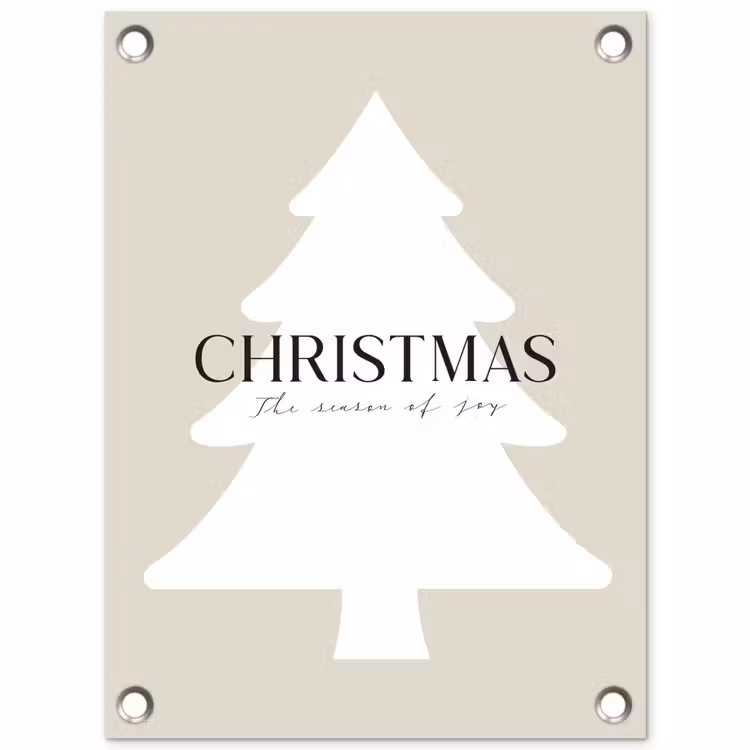 Tuinposter - Kerstboom - Japandi - Christmas - Beige — 1