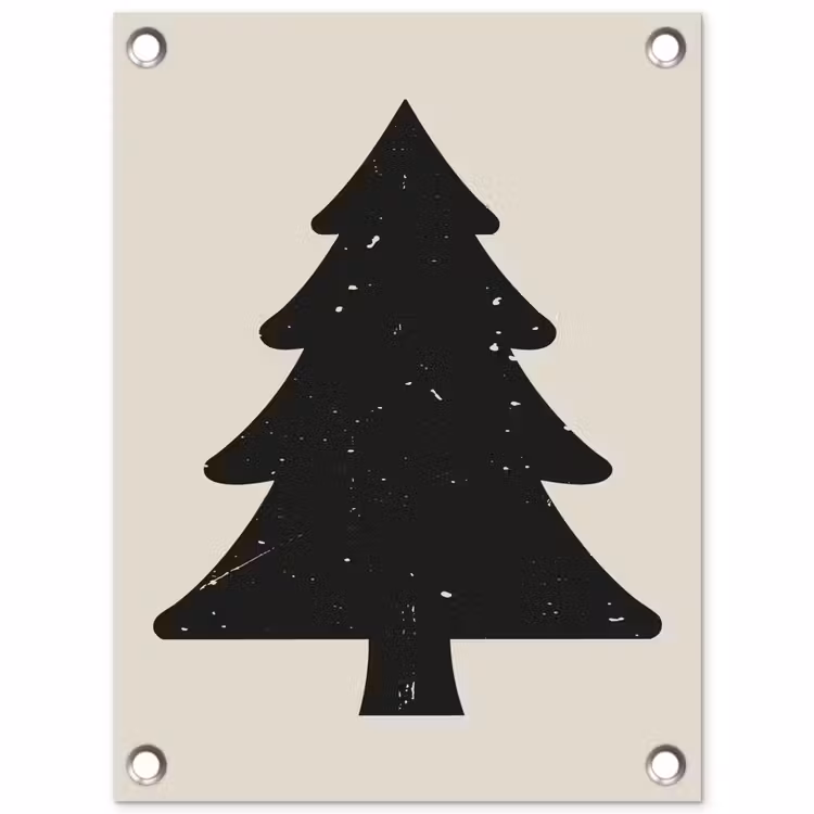 Tuinposter - Kerstboom - Zwarte kerstboom - Boom - Japandi — 1