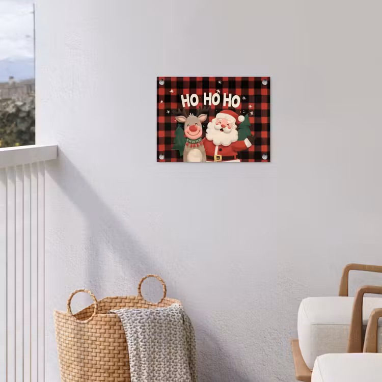 Tuinposter - Kerstman - Rendier - Tekst - Rood - Zwart — 3