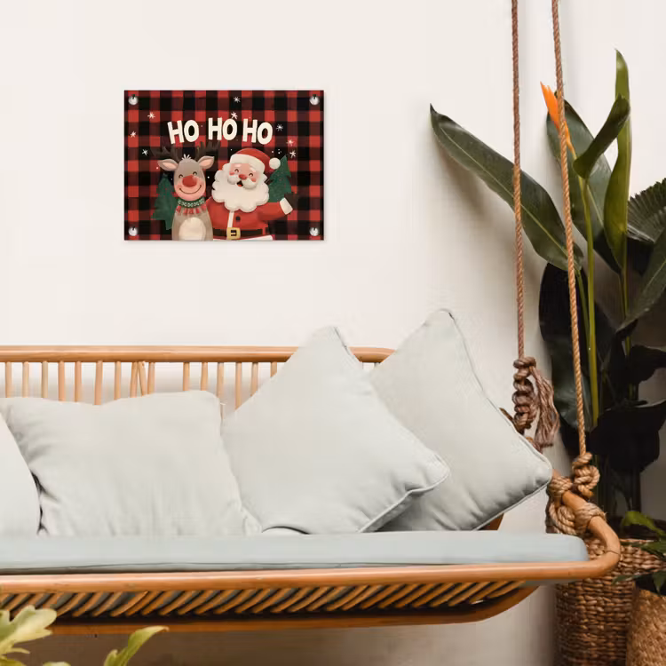 Tuinposter - Kerstman - Rendier - Tekst - Rood - Zwart — 5