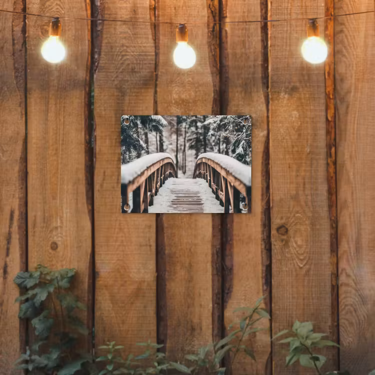 Tuinposter - Brug - Winterlandschap - Bos - Natuur - Sneeuw — 2