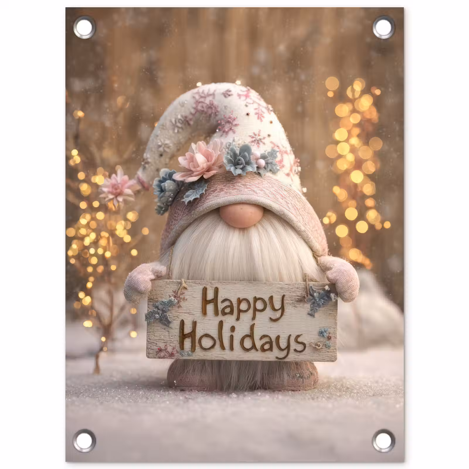 Tuinposter - Kerst - Gnome - Bord - Kleurrijk — 1