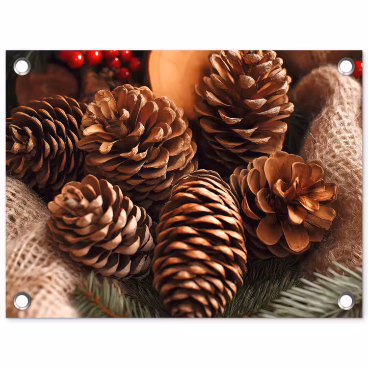 Tuinposter - Dennenappels - Boom - Winter - Natuur - Bruin — 1