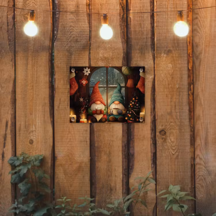 Tuinposter - Gnooms - Kerst - Raam - Kleurrijk — 2