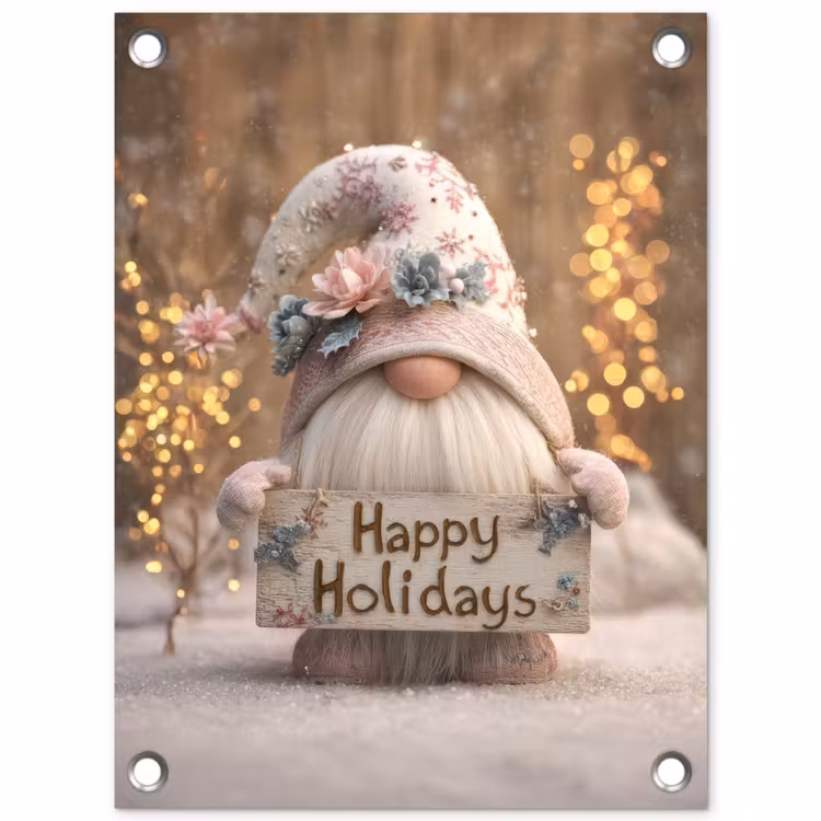 Tuinposter - Kerst - Gnome - Bord - Kleurrijk — 1