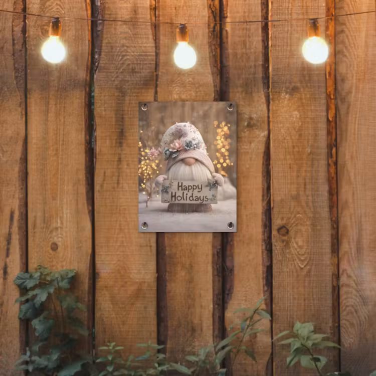 Tuinposter - Kerst - Gnome - Bord - Kleurrijk — 2