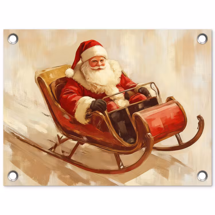Tuinposter - Kerst - Slee - Kerstman — 1
