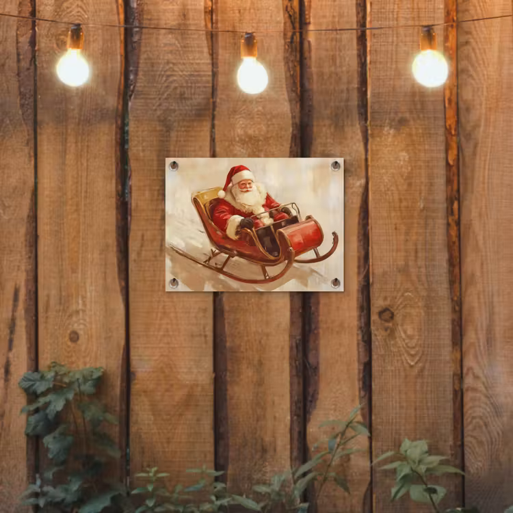 Tuinposter - Kerst - Slee - Kerstman — 2