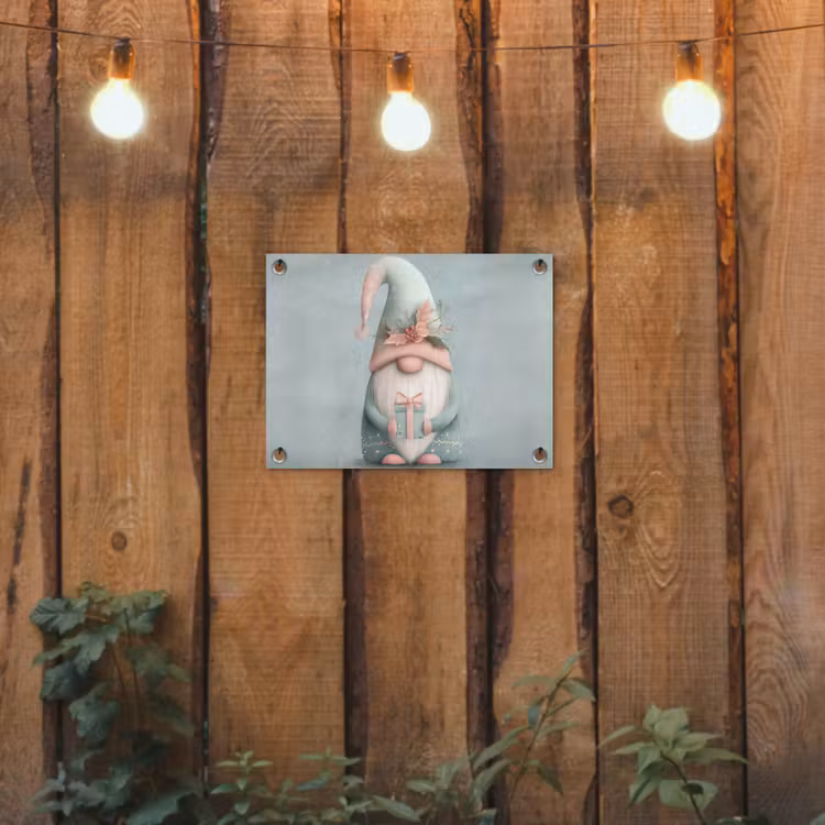 Tuinposter - Kerstgnome - Cadeau - Groen — 2