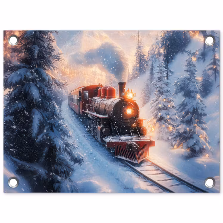 Tuinposter - Kersttrein - Sneeuw - Winter - Kerst — 1