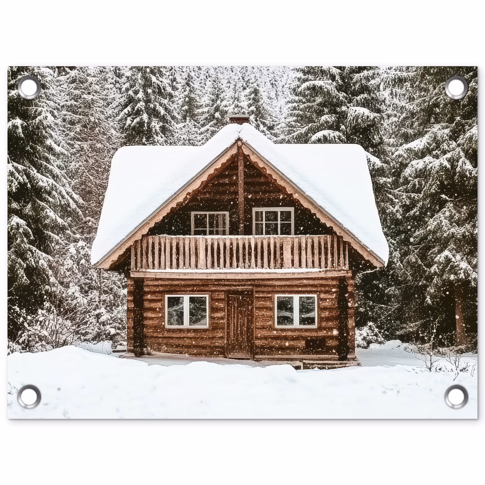 Tuinposter - Huis - Bos - Winter - Natuur - Sneeuw — 1