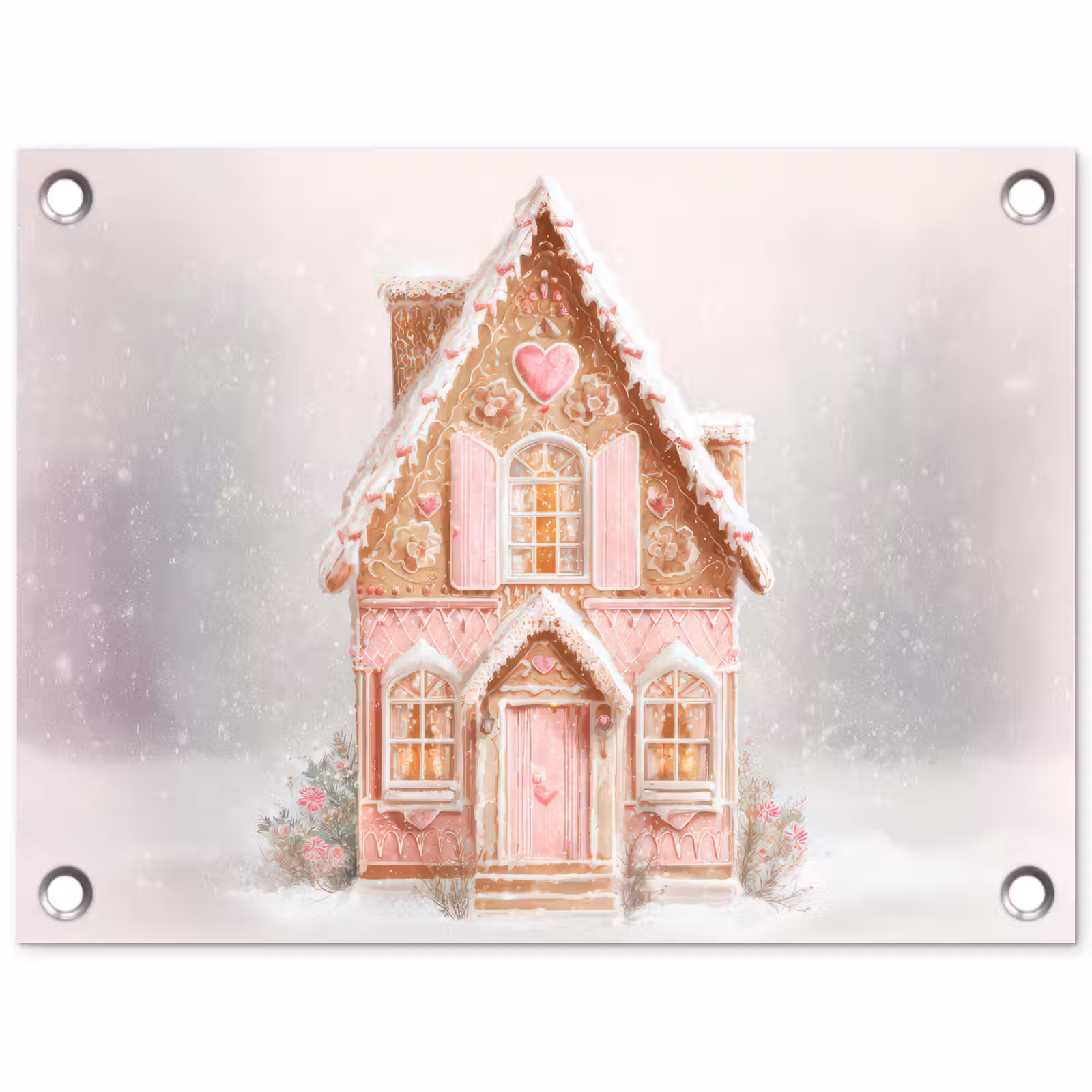 Tuinposter - Huisje - Suiker - Pastel — 1