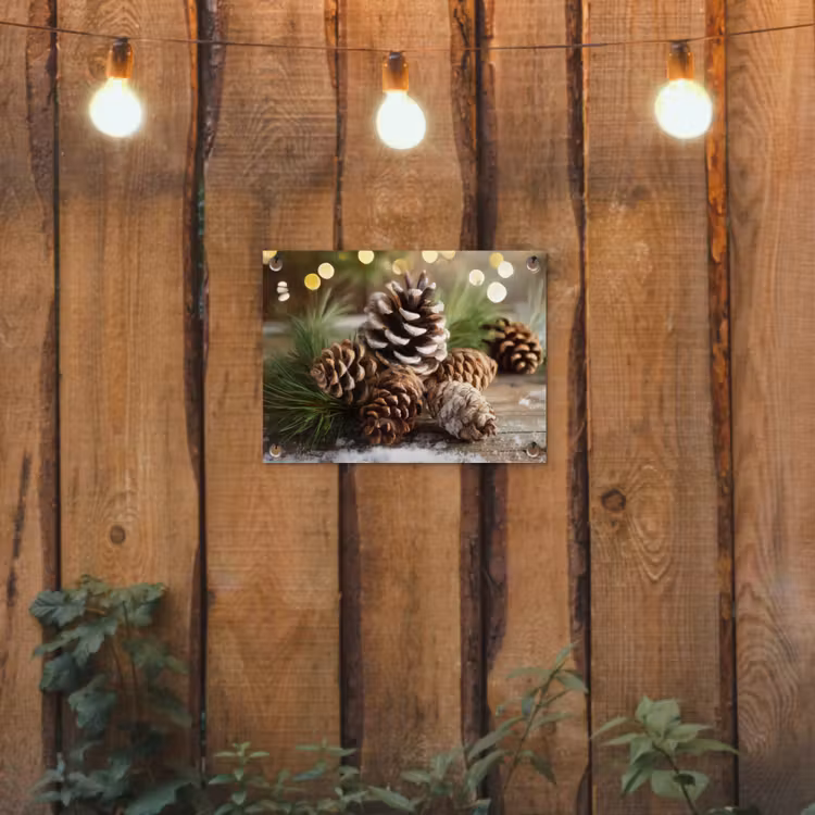 Tuinposter - Dennenappels - Kerstsfeer - Bruin - Groen — 2