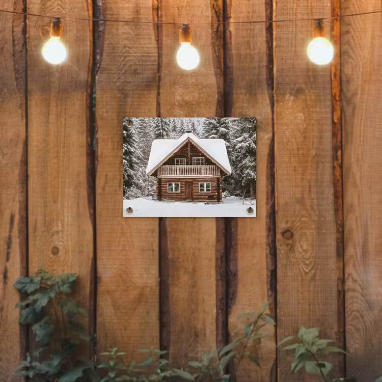 Tuinposter - Huis - Bos - Winter - Natuur - Sneeuw — 2