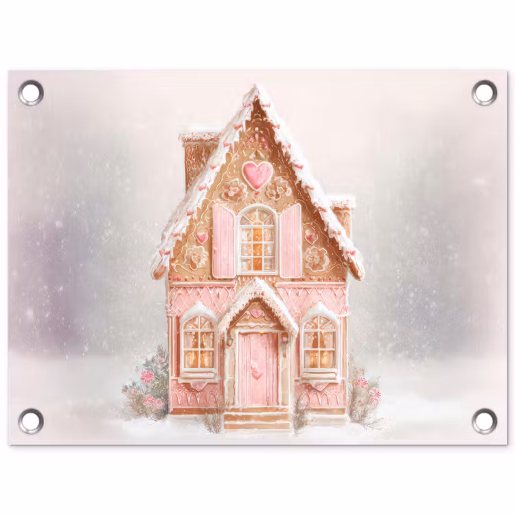 Tuinposter - Huisje - Suiker - Pastel — 1