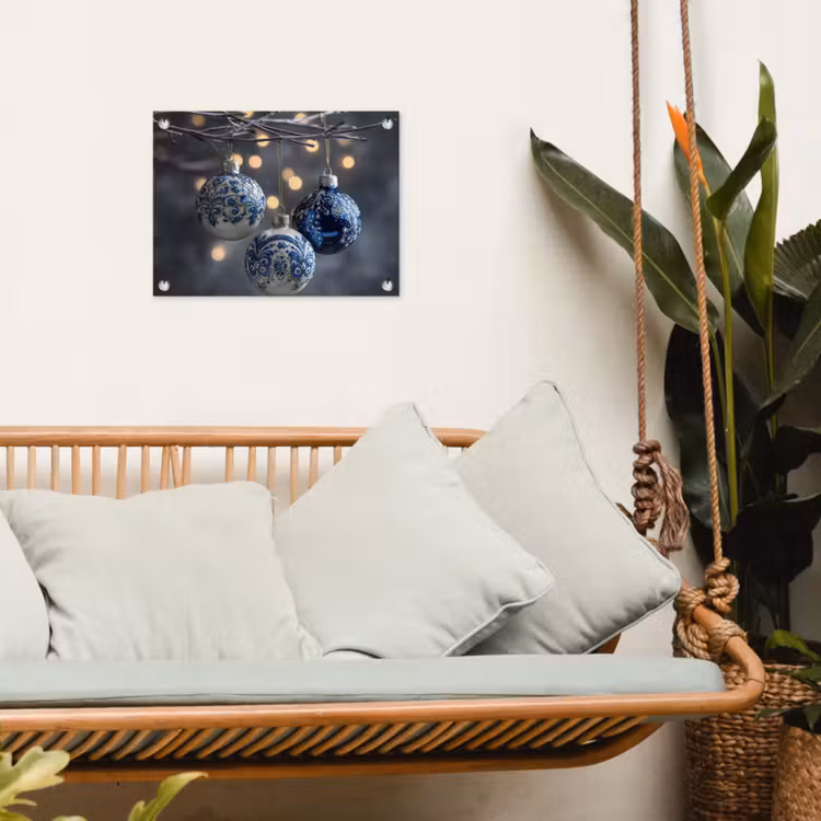Tuinposter - Kerstbal - Versierd - Blauw — 5