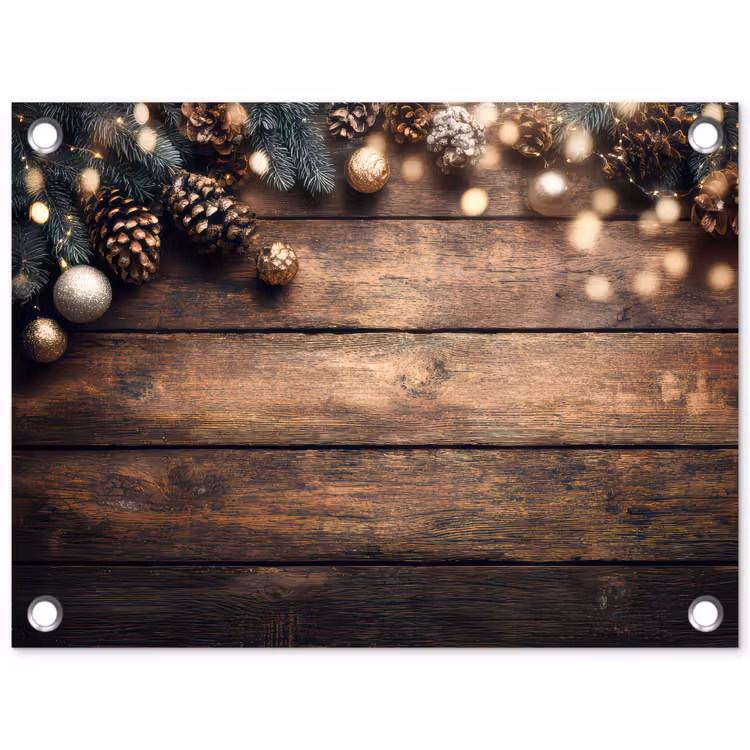 Tuinposter - Kerstdecoratie - Houten - Dennenappel - Bruin — 1
