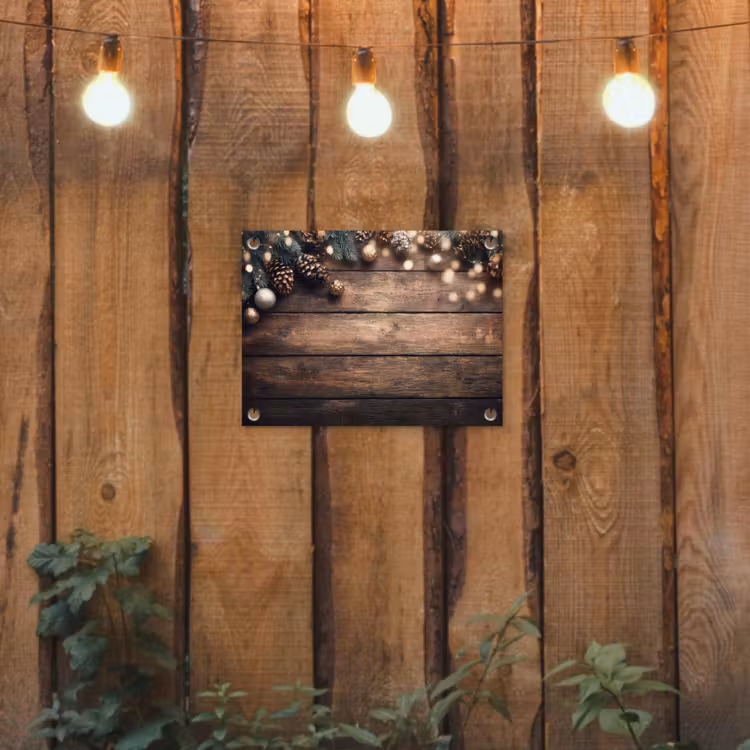 Tuinposter - Kerstdecoratie - Houten - Dennenappel - Bruin — 2