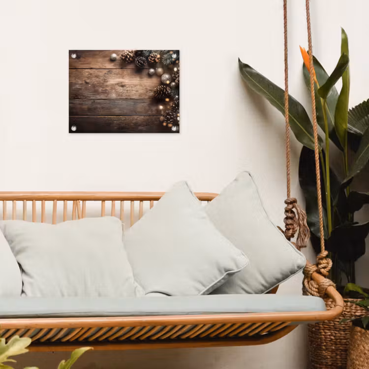 Tuinposter - Kersthoekdecoratie - Dennenappels - Lichtjes — 5