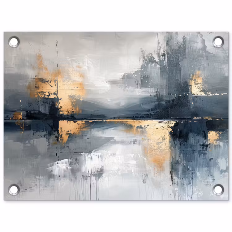 Tuinposter - Kunst - Grijs - Goud - Abstract — 1