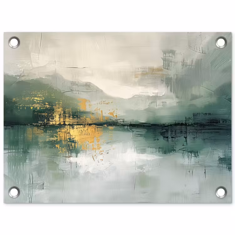 Tuinposter - Groen - Modern - Abstract - Goud — 1
