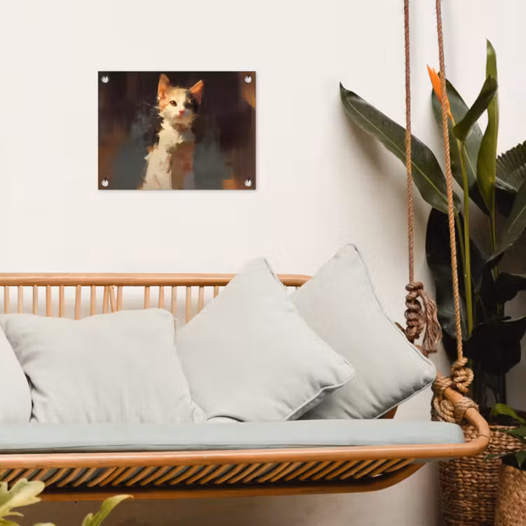 Tuinposter - Kat - Geschilderd - Artistiek - Wit — 5