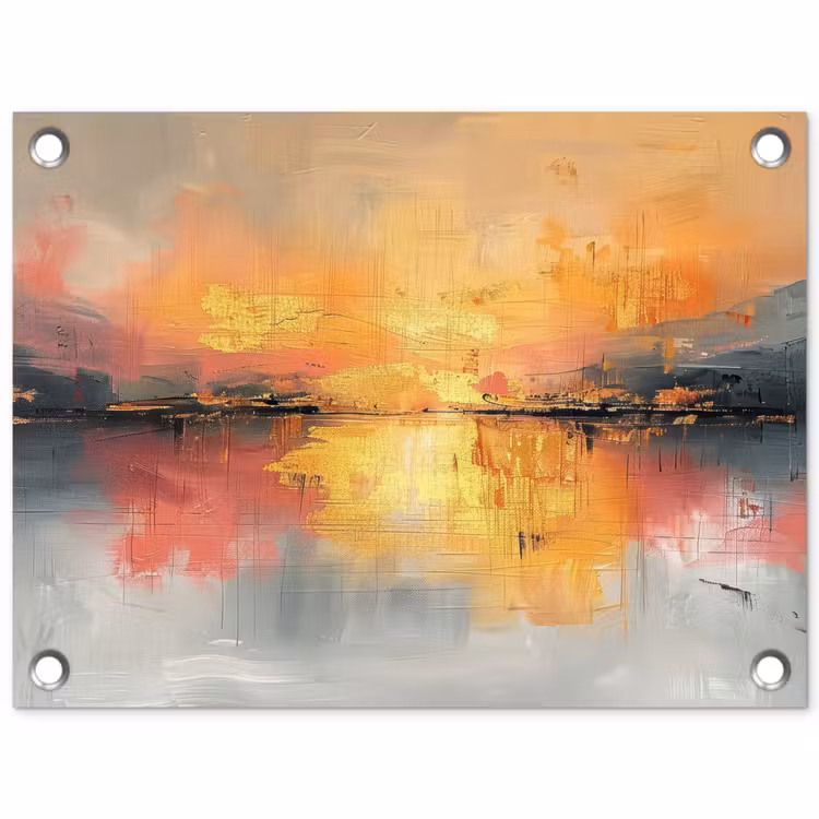 Tuinposter - Modern - Abstract - Goud - Roze — 1