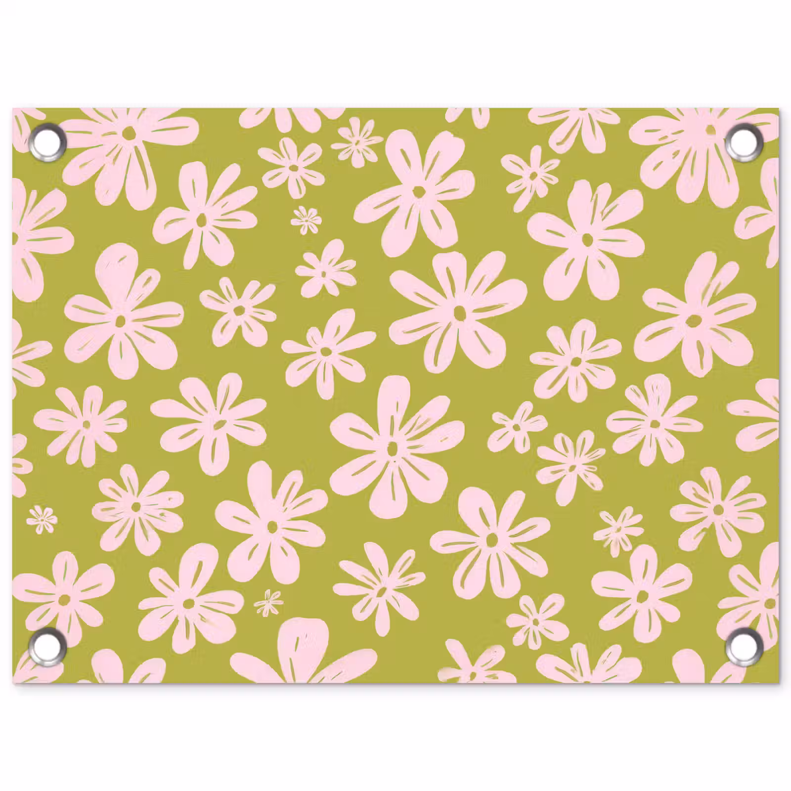 Tuinposter - Bloemen - Roze - Getekend - Patroon — 1