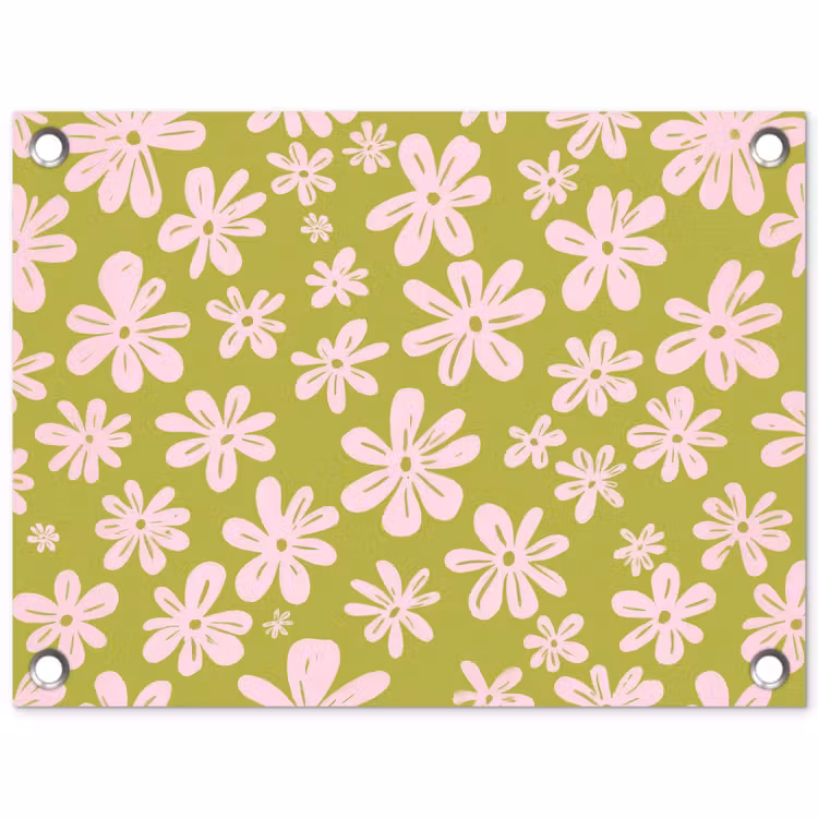Tuinposter - Bloemen - Roze - Getekend - Patroon — 1