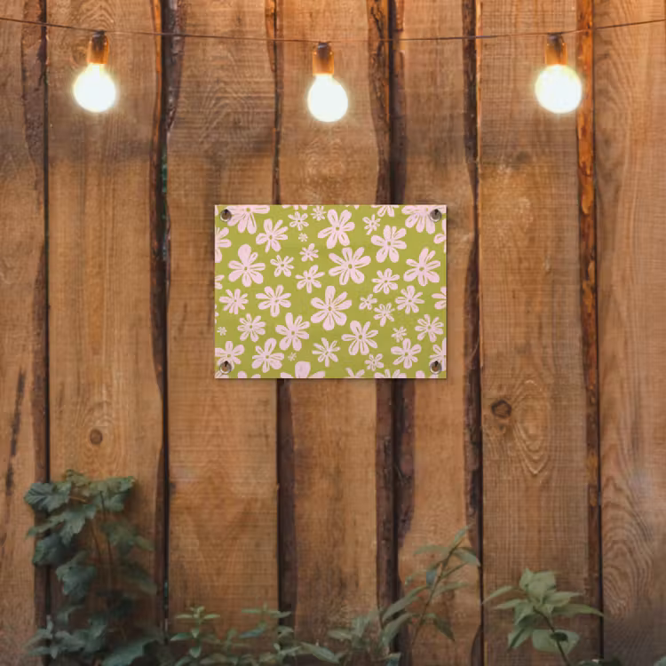 Tuinposter - Bloemen - Roze - Getekend - Patroon — 2