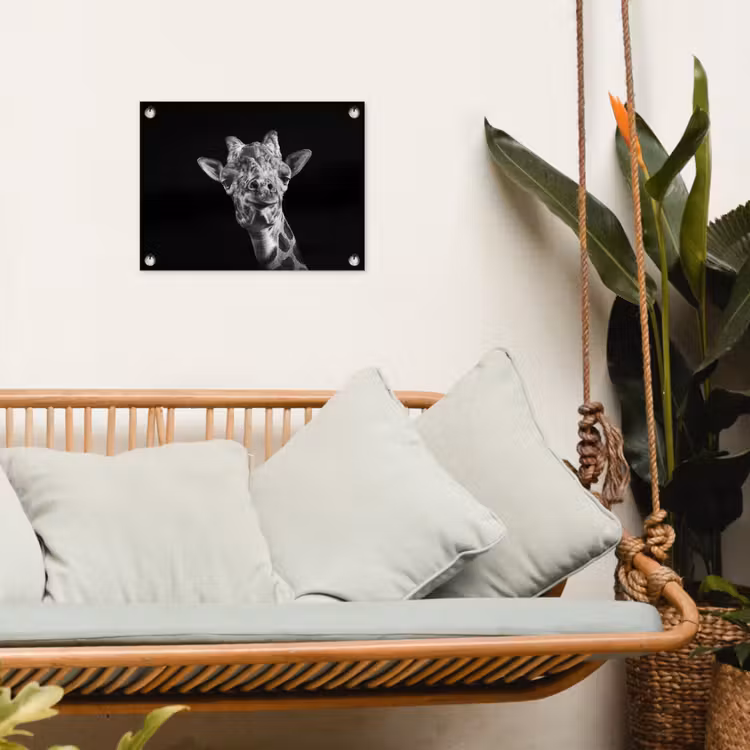 Tuinposter - Giraffe - Dier - Zwart - Wit — 5