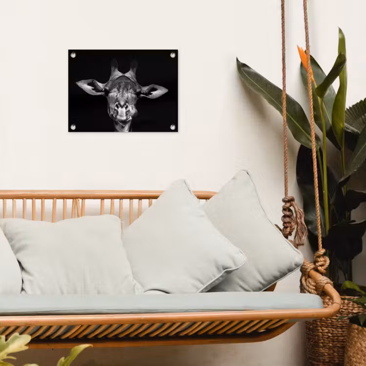 Tuinposter - Giraffe portret in zwart-wit — 5