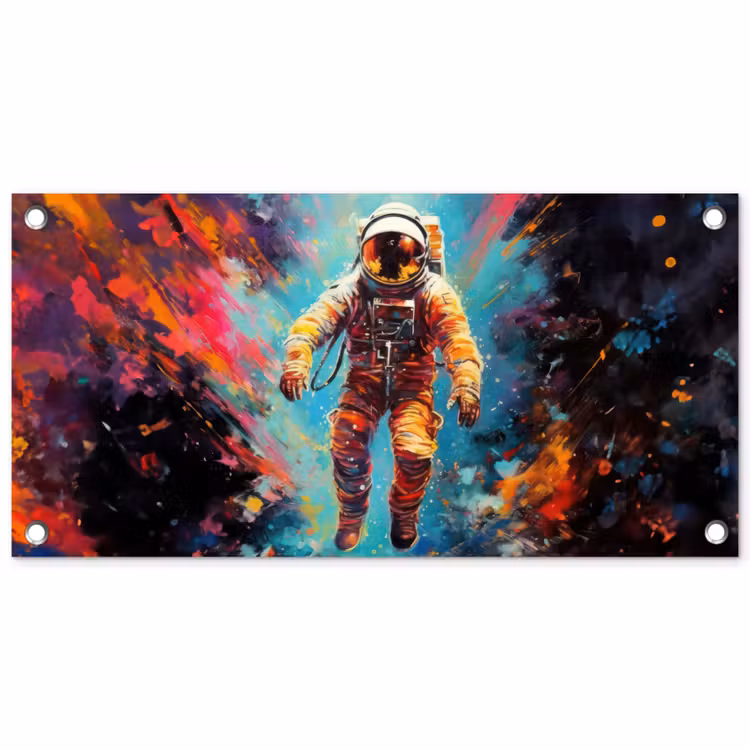 Tuinposter - Astronaut - Graffiti - Ruimte - Neon — 1
