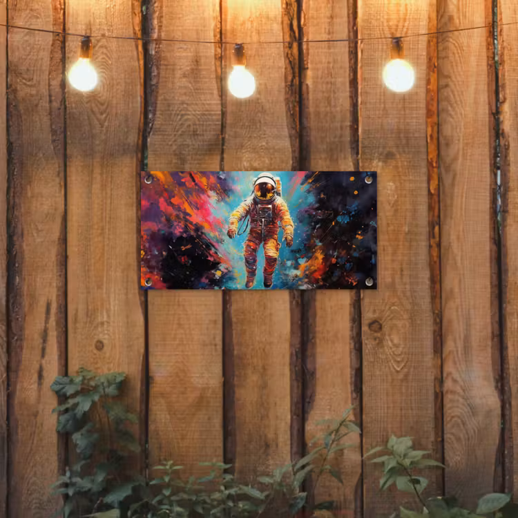 Tuinposter - Astronaut - Graffiti - Ruimte - Neon — 2