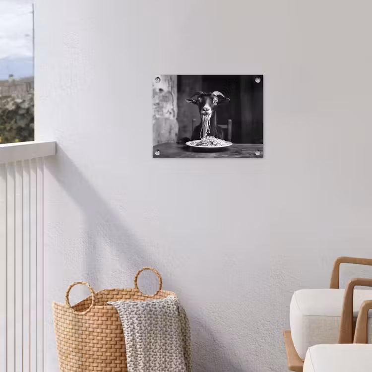 Tuinposter - Geit - Bord - Spaghetti - Zwart Wit — 3