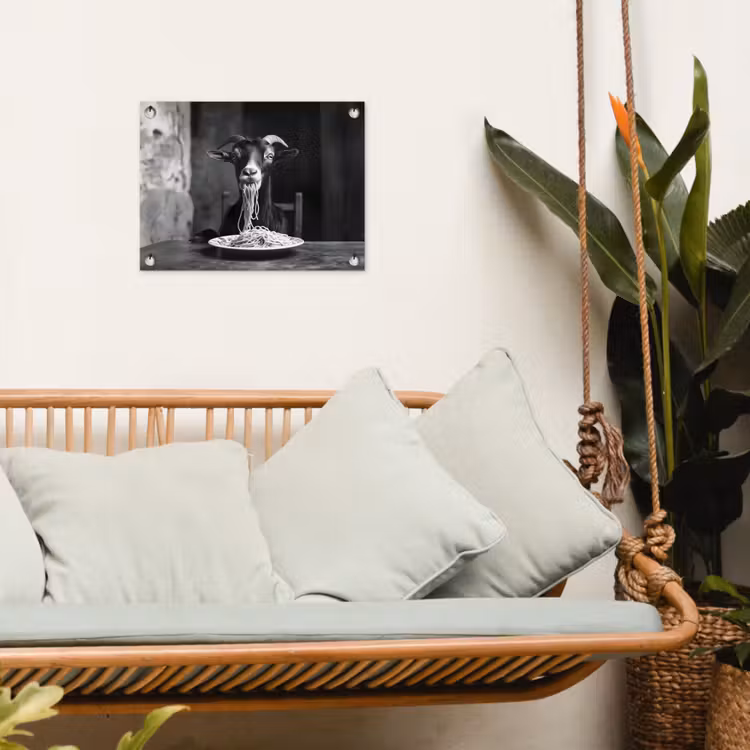 Tuinposter - Geit - Bord - Spaghetti - Zwart Wit — 5