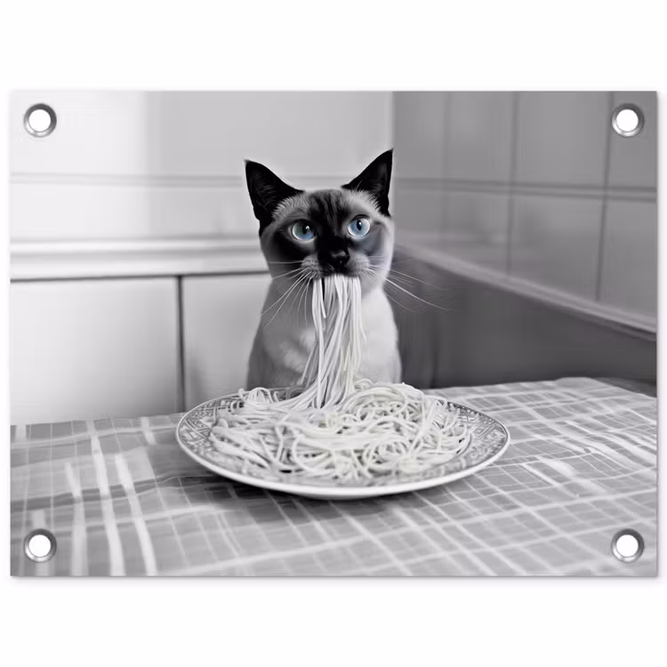Tuinposter - Kat - Siamees - Zwart Wit - Schattig - Dieren — 1