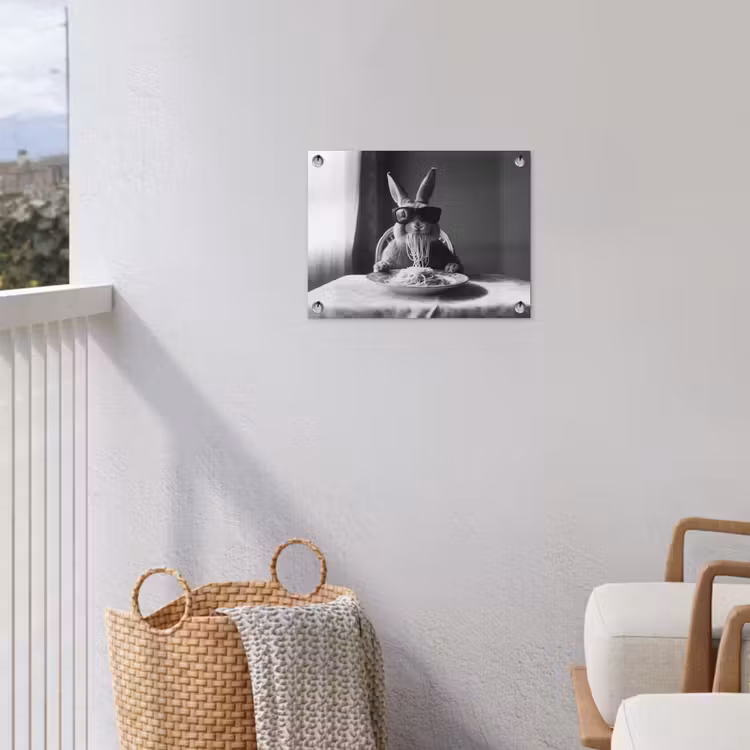 Tuinposter - Konijn - Bunny - Zonnebril - Tafelkleed - Pasta - Schattig — 3