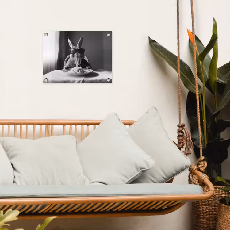 Tuinposter - Konijn - Bunny - Zonnebril - Tafelkleed - Pasta - Schattig — 5