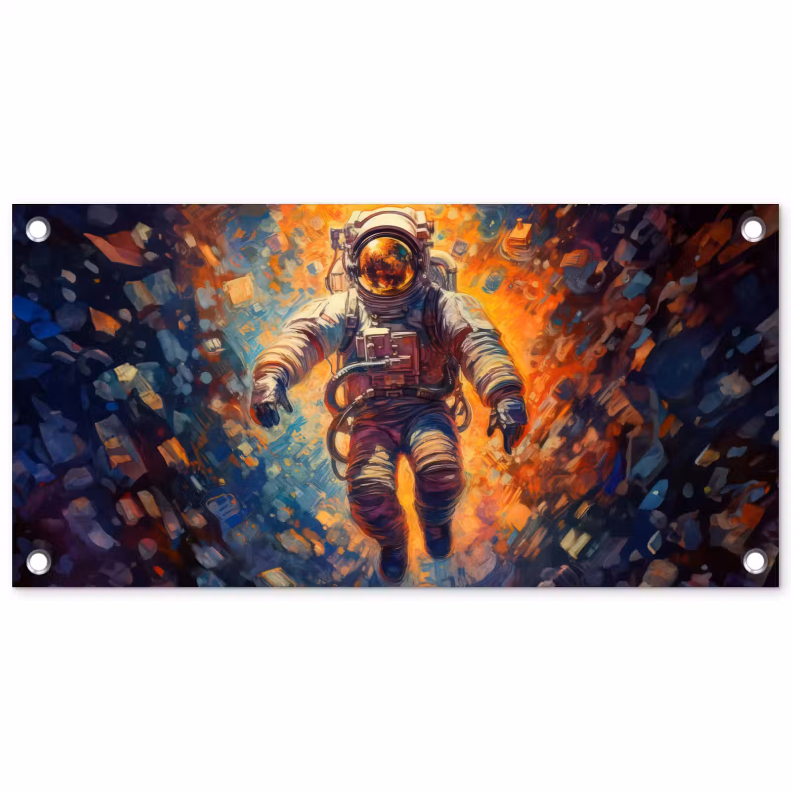 Tuinposter - Astronaut - Neon - Oranje - Ruimte — 1