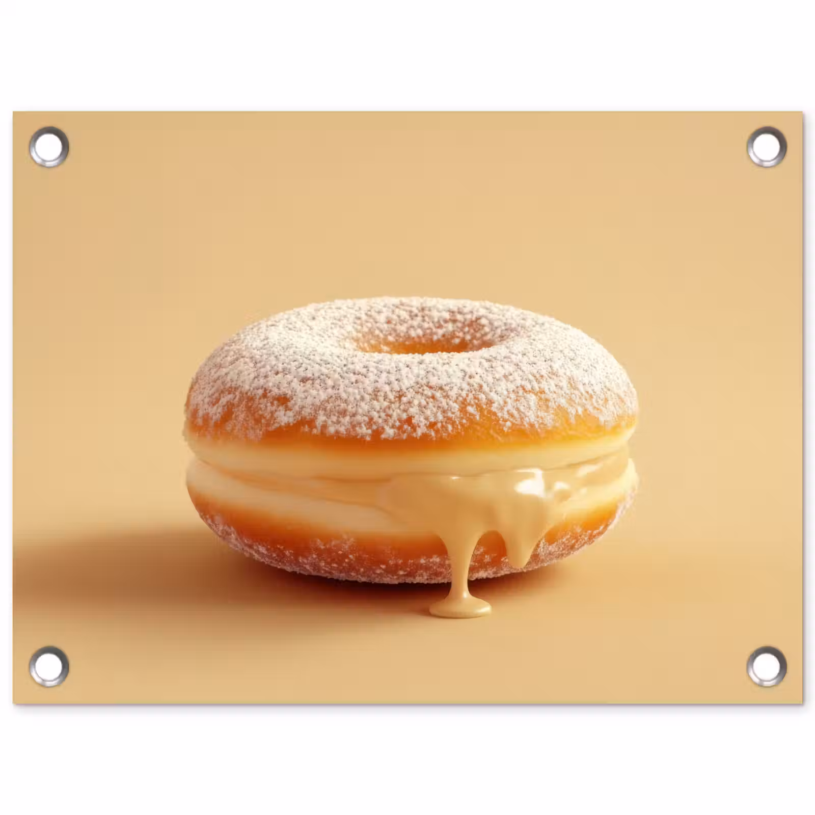 Tuinposter - Donut - Romig - Poedersuiker - Beige — 1
