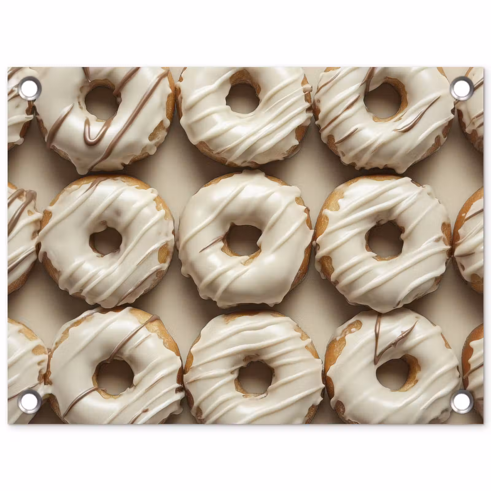 Tuinposter - Donuts - Chocolade - Wit - Beige — 1