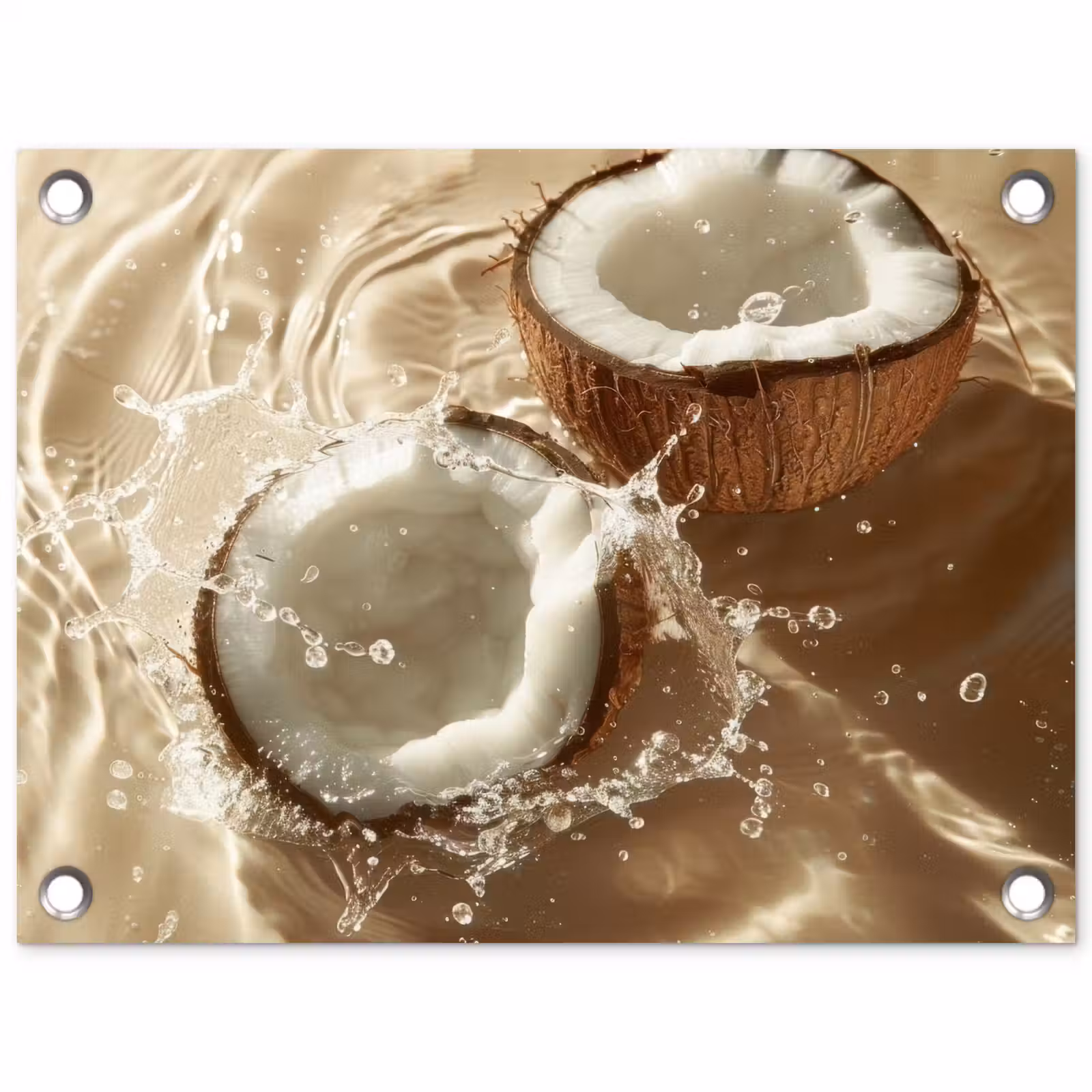 Tuinposter - Kokosnoot - Water - Beige - Spetters — 1