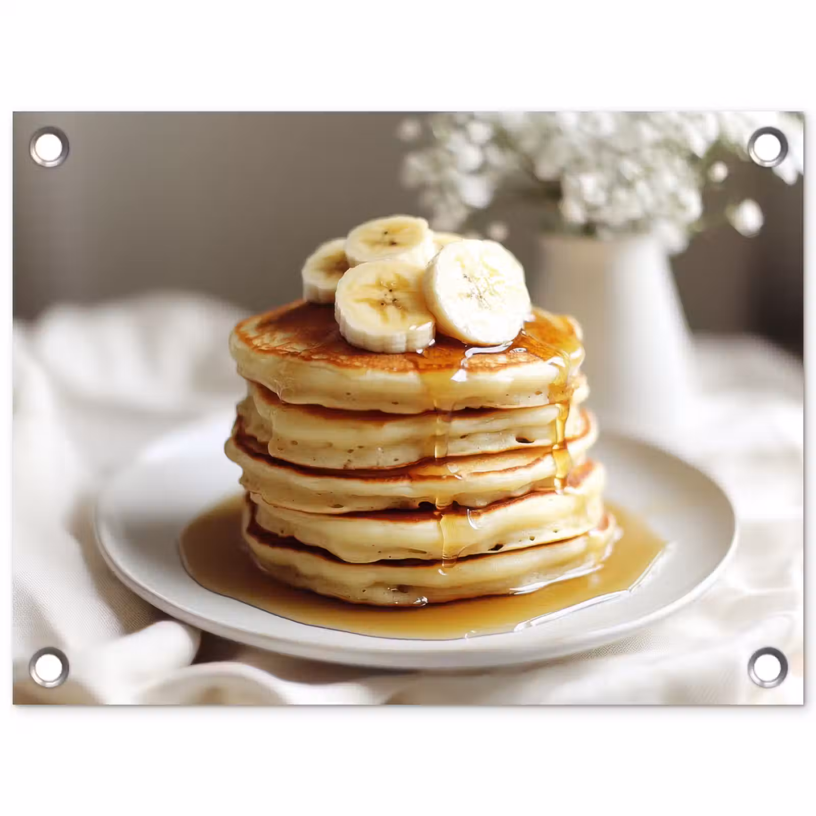 Tuinposter - Pannenkoeken - Banaan - Siroop - Wit - Beige — 1