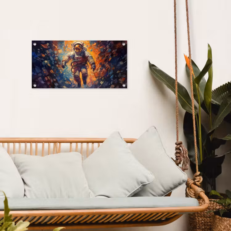 Tuinposter - Astronaut - Neon - Oranje - Ruimte — 5