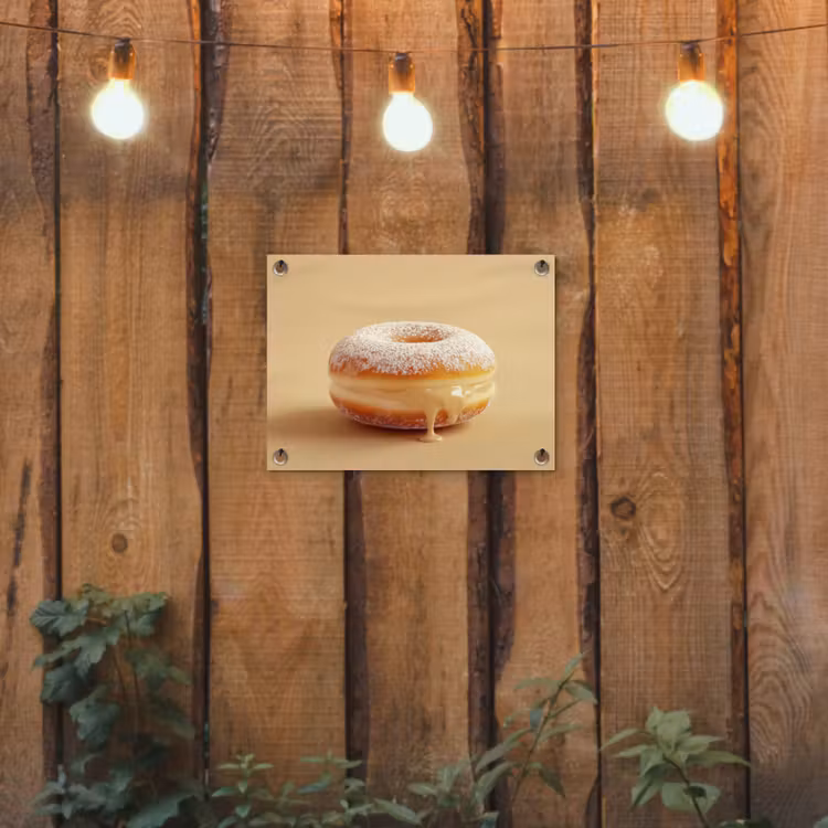 Tuinposter - Donut - Romig - Poedersuiker - Beige — 2