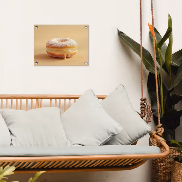 Tuinposter - Donut - Romig - Poedersuiker - Beige — 5
