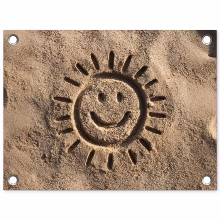 Tuinposter - Gezichtje - Zon - Zand - Getekend — 1